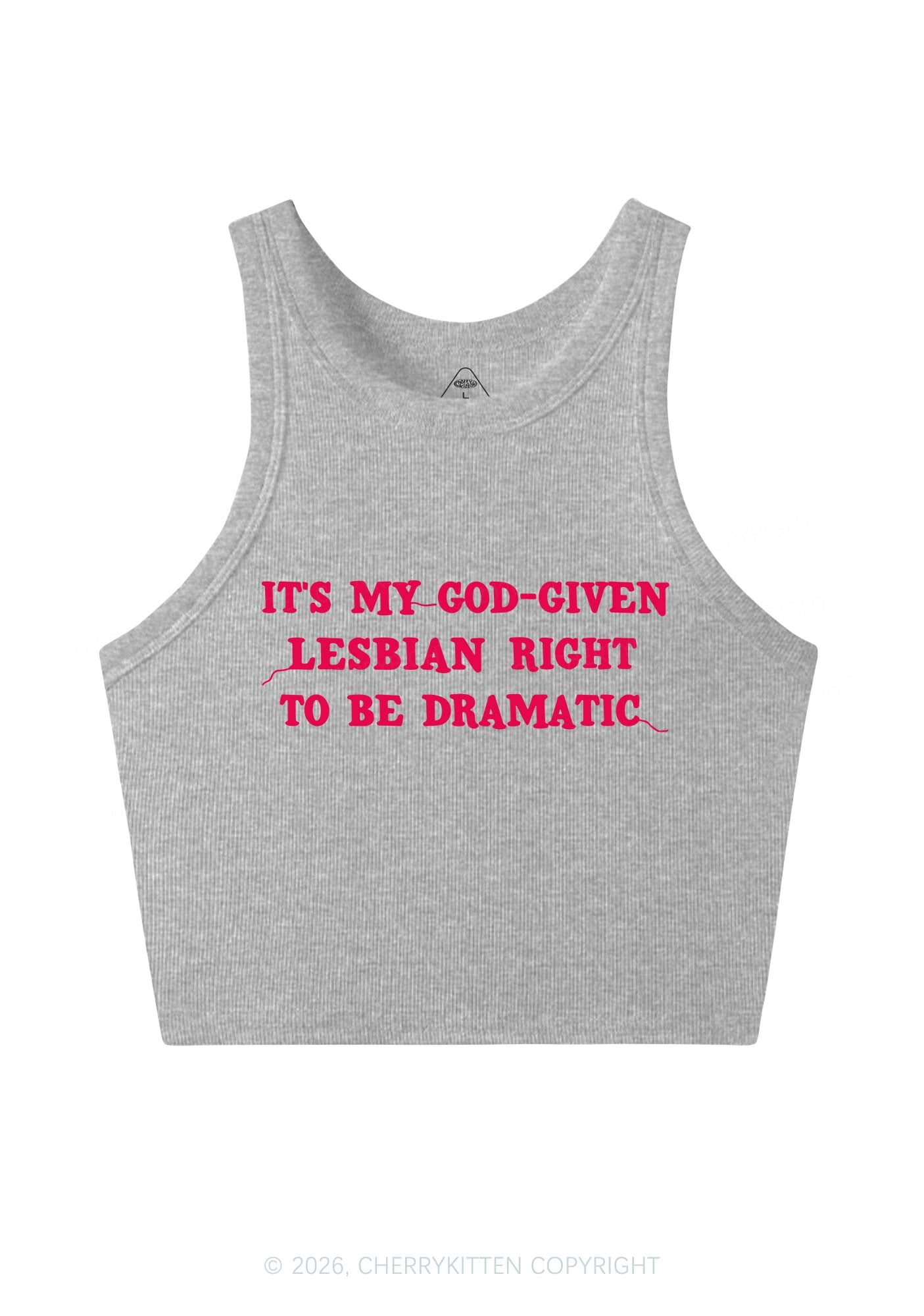 God Given Lesbian Right Pride Y2K Crop Tank Top Cherrykitten