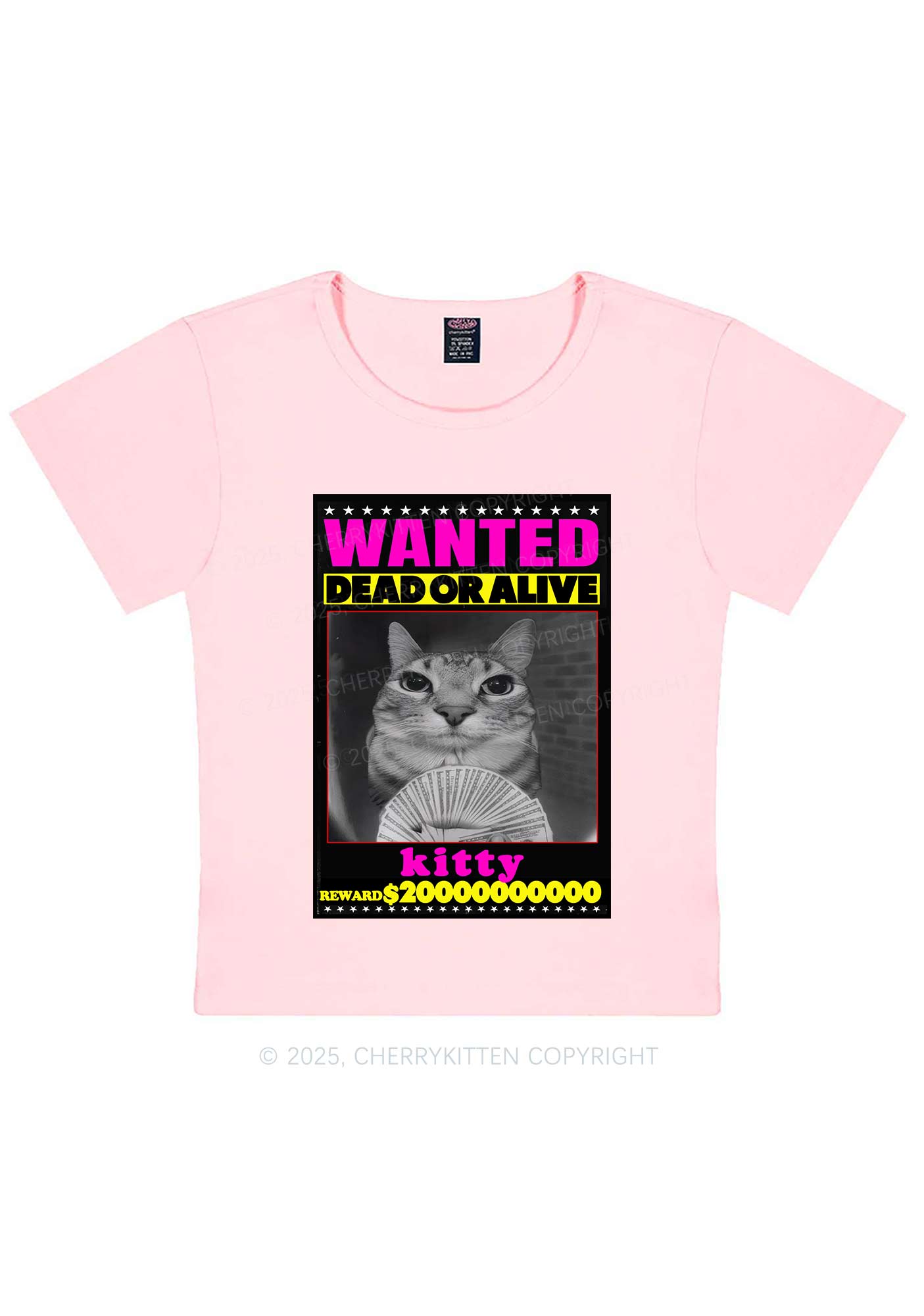 Custom Wanted Kitten Y2K Baby Tee Cherrykitten