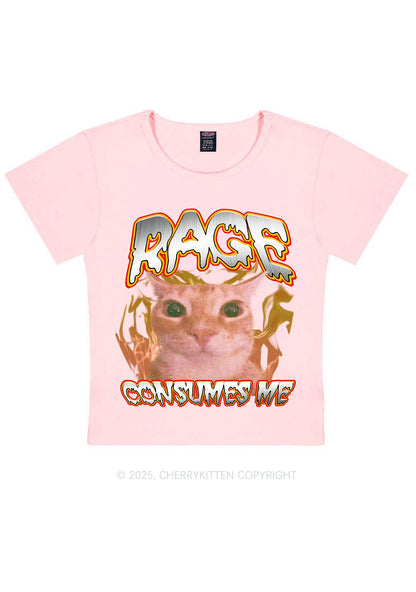 Rage Consumes Me Cat Y2K Baby Tee Cherrykitten
