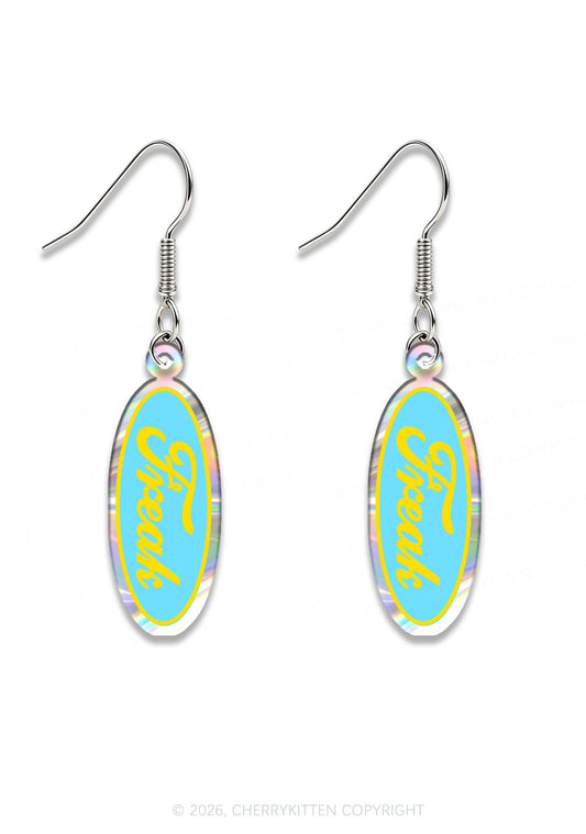Yellow Freak On Blue Y2K Acrylic Earrings Cherrykitten