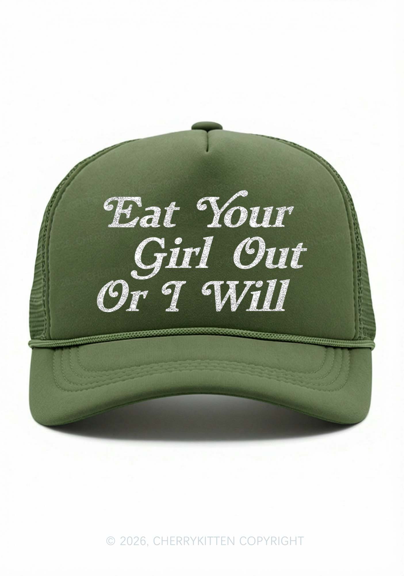 Glitter Eat Your Girl Out Pride Y2K Trucker Hat Cherrykitten