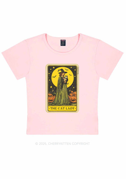 Halloween The Witch Cat Lady Y2K Baby Tee Cherrykitten