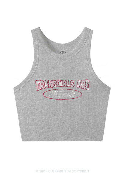 Rhinestone Transgirls Are Hot Pride Y2K Crop Tank Top Cherrykitten