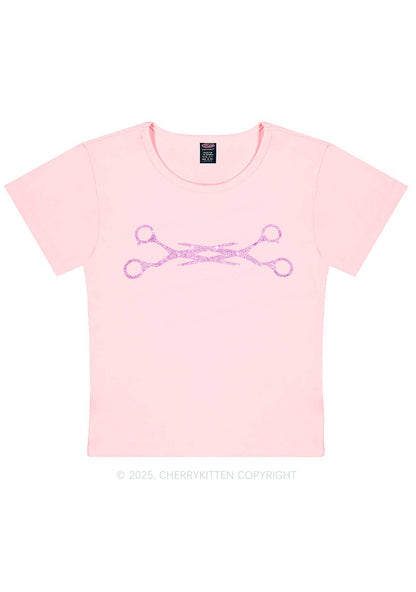 Rhinestone Pink Scissor Pride Y2K Baby Tee Cherrykitten