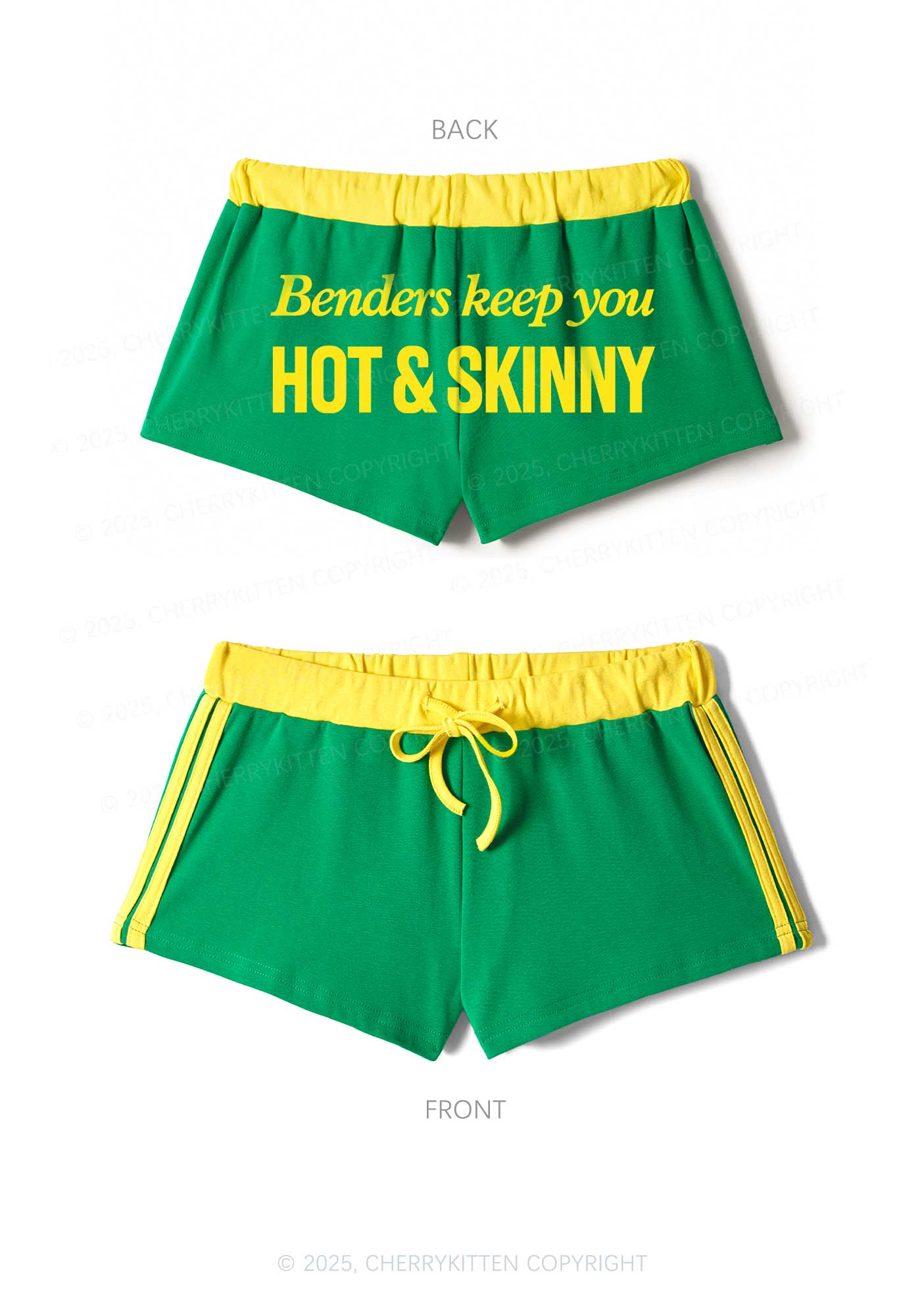 Benders Keep You Hot Skinny Y2K Drawstring Mini Shorts Cherrykitten