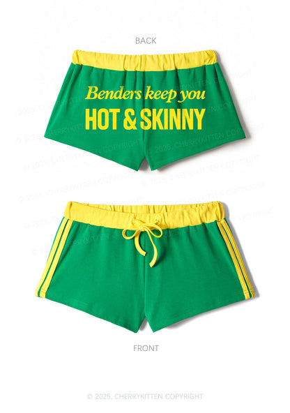 Benders Keep You Hot Skinny Y2K Drawstring Mini Shorts Cherrykitten