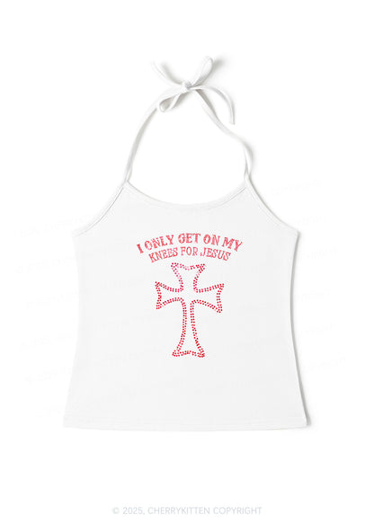 Rhinestone Get On Knees For Jesus Y2K Halter Neck Cami Cherrykitten
