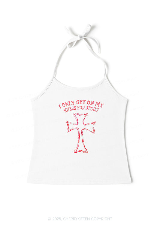 Rhinestone Get On Knees For Jesus Y2K Halter Neck Cami Cherrykitten