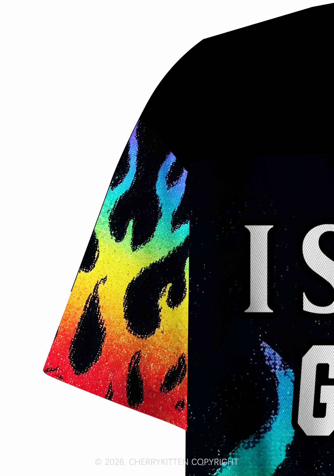 Gay Thoughts Rainbow Flame Pride Y2K Crop Sport Jersey Shirts Cherrykitten
