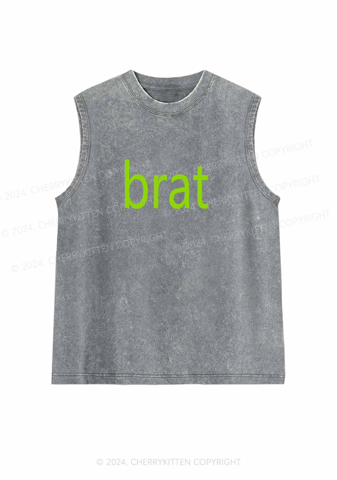Green Brat Y2K Washed Tank Cherrykitten