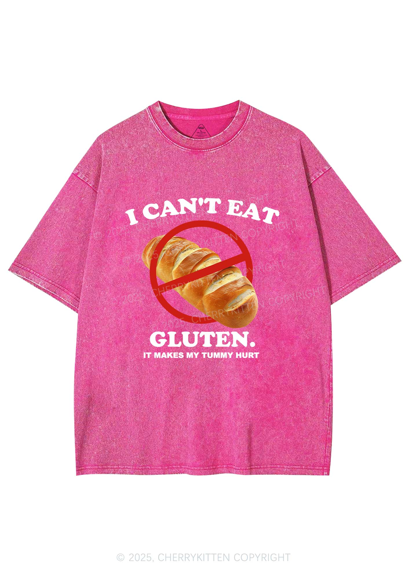 I Cant Eat Gluten Y2K Shirts Washed Tee Cherrykitten