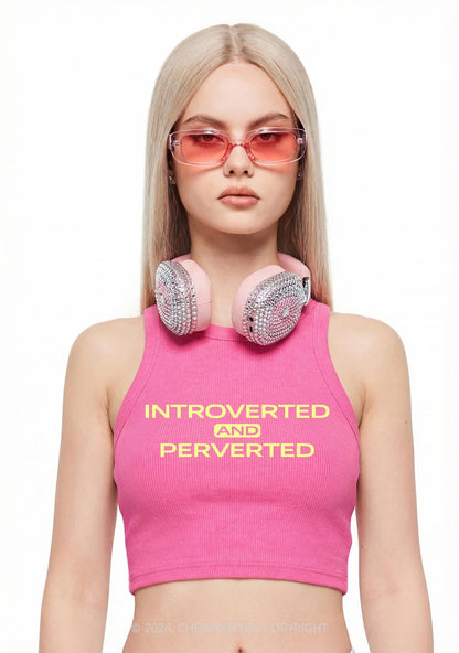 Introverted And Perverted Y2K Crop Tank Top Cherrykitten