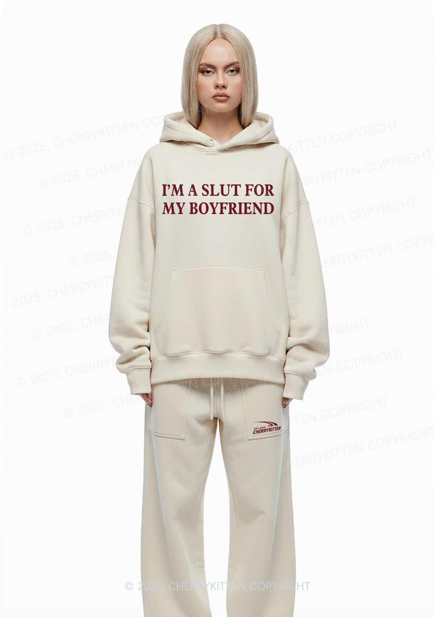 Slxt For My Girlfriend Y2K Fleece Hoodie Set Cherrykitten