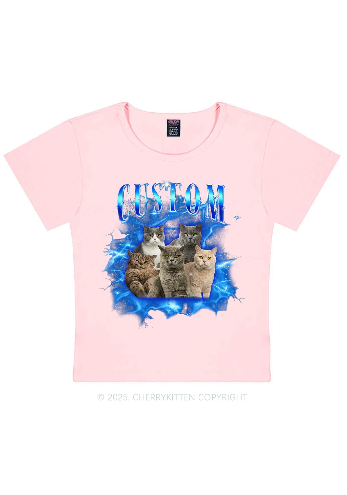 Custom Cat Photo Art Y2K Baby Tee Cherrykitten