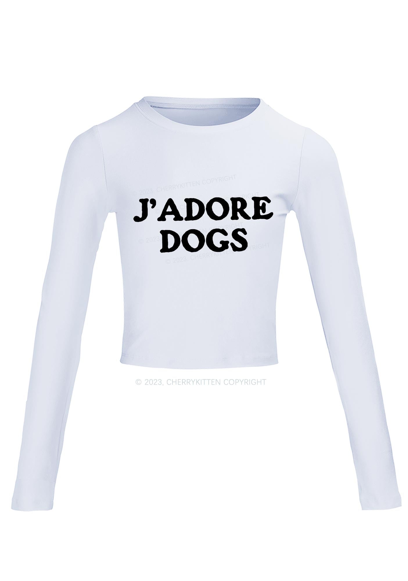 J'adore Dogs Long Sleeve Crop Top Cherrykitten