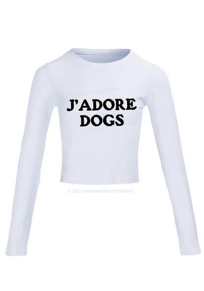 J'adore Dogs Long Sleeve Crop Top Cherrykitten