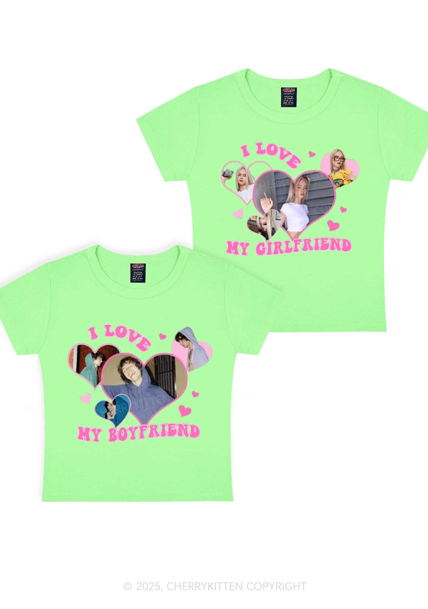 Custom GF BF Photo Y2K Valentine's Day Baby Tee Cherrykitten