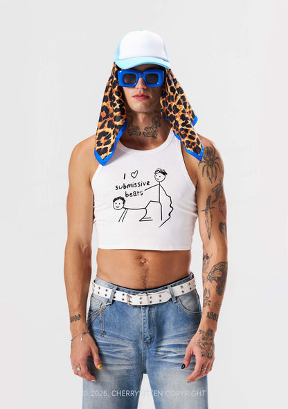 I Love S Bears Y2K Crop Tank Top Cherrykitten