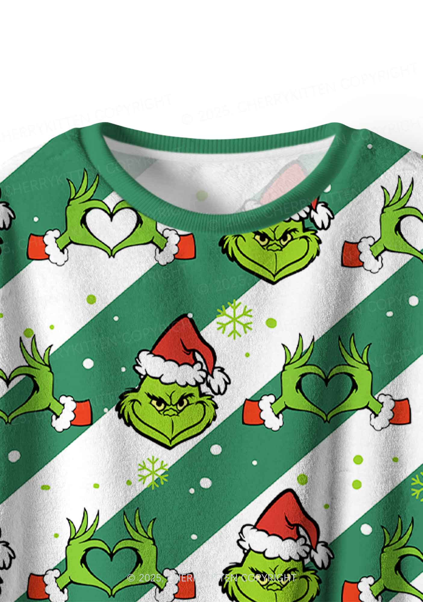 Christmas Hand Heart Y2K Fleece Long Sleeve Pajama Set Cherrykitten