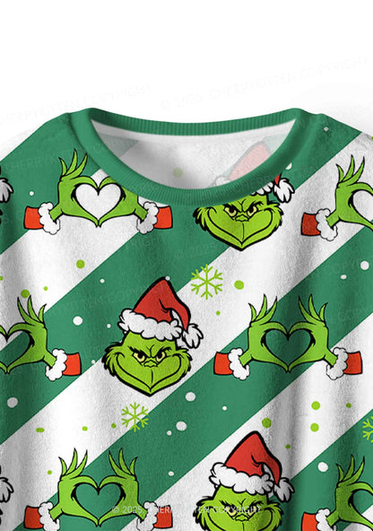 Christmas Hand Heart Y2K Fleece Long Sleeve Pajama Set Cherrykitten