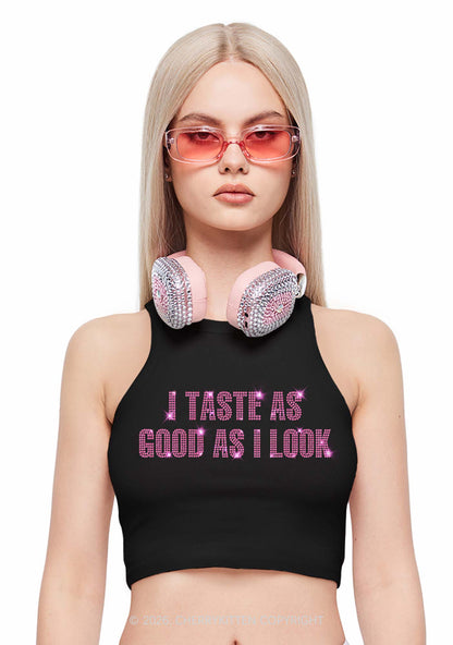 Rhinestone Taste Good Y2K Crop Tank Top Cherrykitten