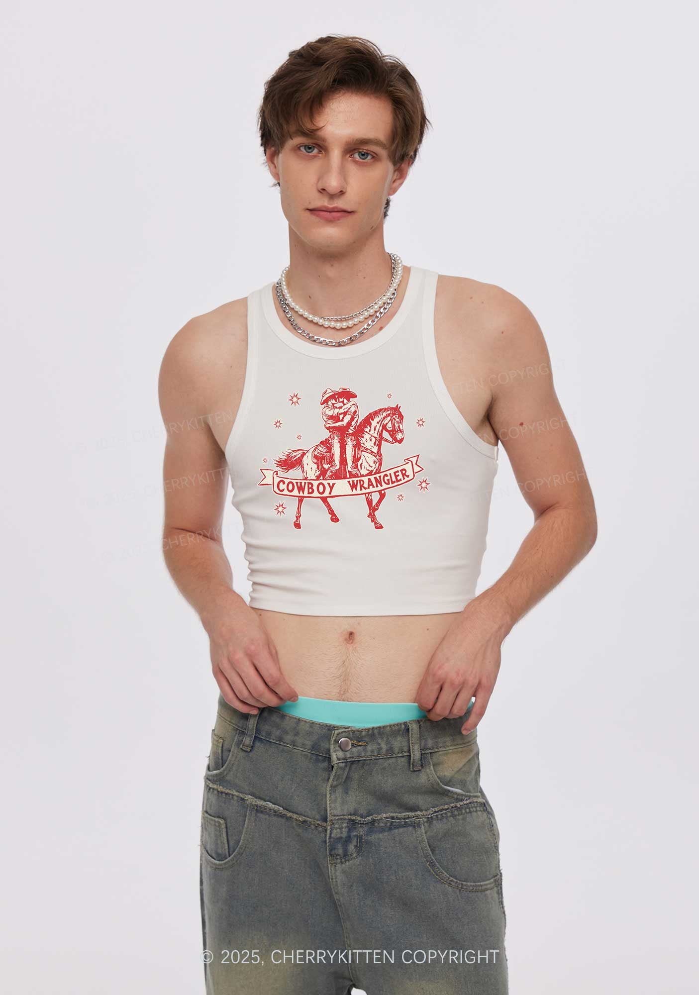 Cowboy Wrangler Pride Y2K Crop Tank Top Cherrykitten