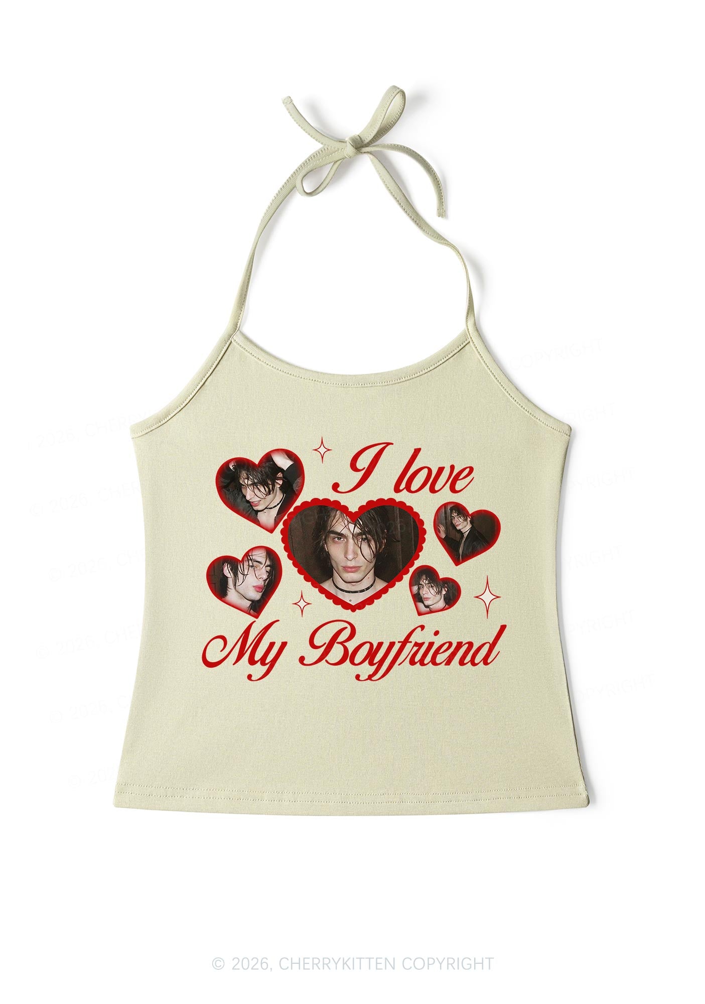 Custom Photo I Love My GF BF Valentine's Day Y2K Halter Neck Cami Cherrykitten