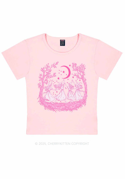 Halloween Witches Dancing Under Moon Y2K Baby Tee Cherrykitten