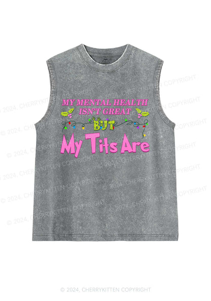 Christmas Mental Health Isn't Great Y2K Washed Tank Cherrykitten