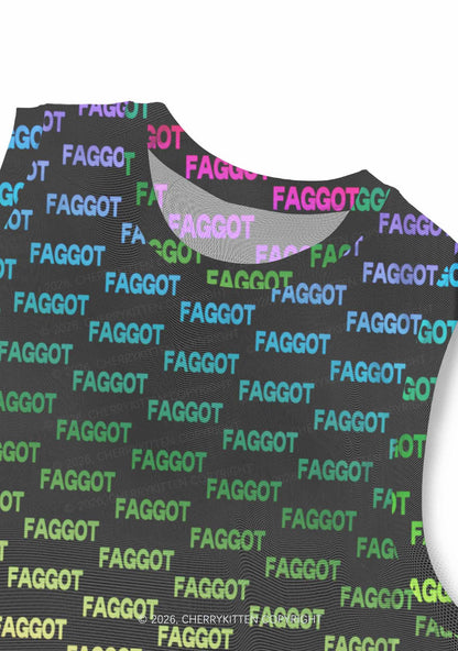 Neon Rainbow Faggot Pride Y2K Mesh Muscle Tank Cherrykitten