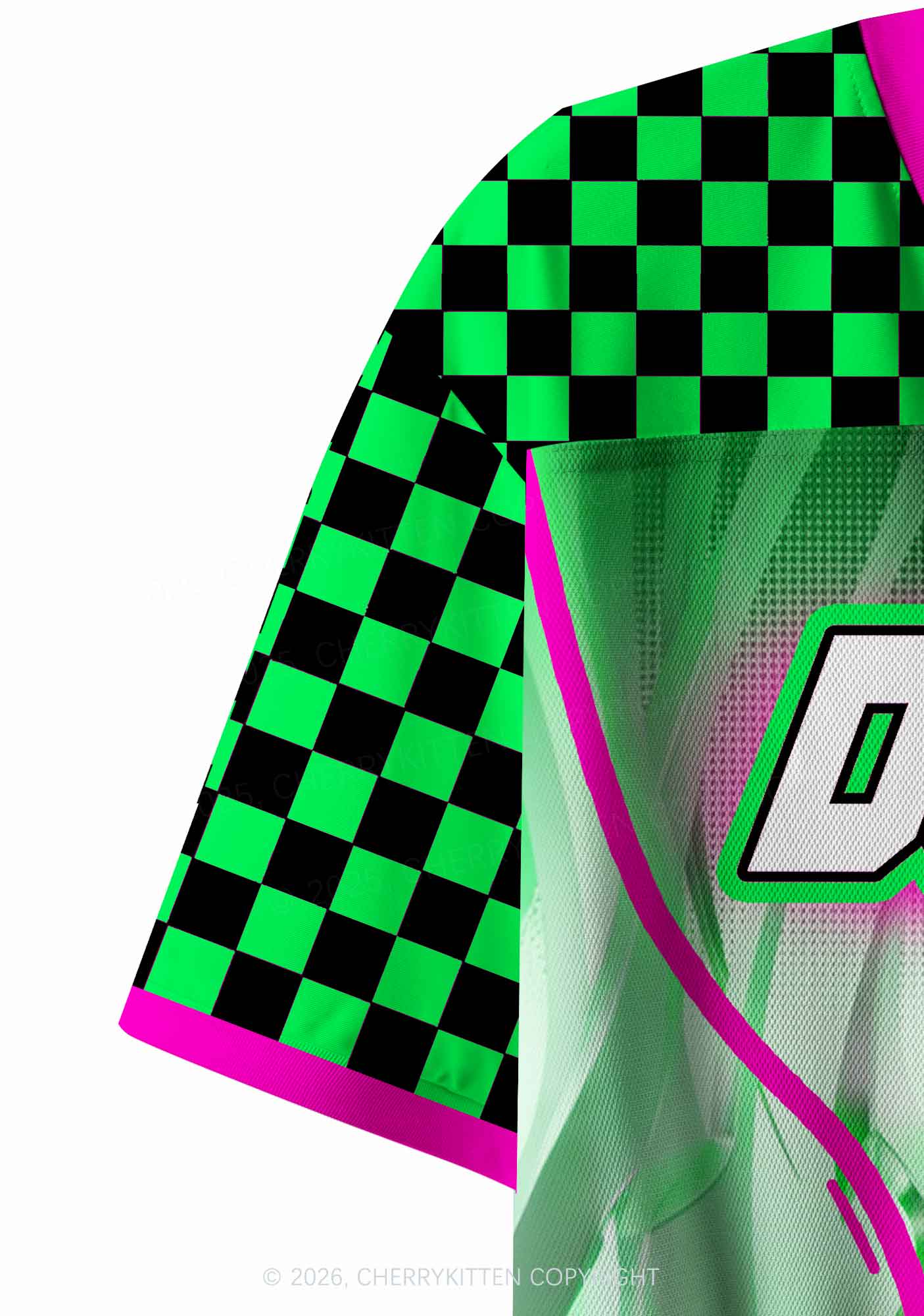 Checkered Dont Play Techno Y2K Crop Sport Jersey Shirts Cherrykitten