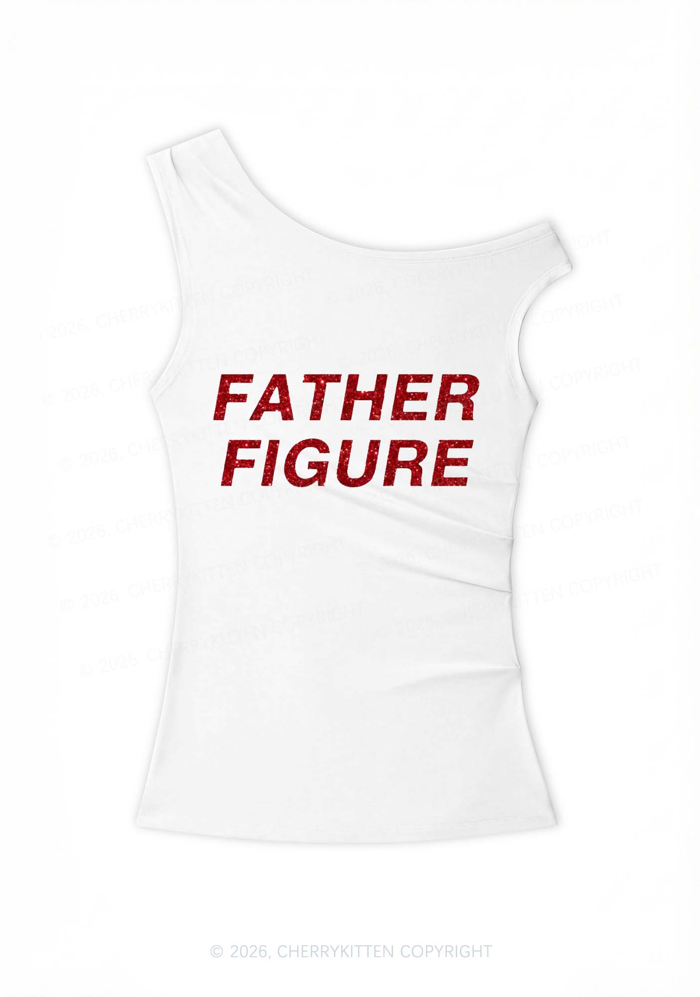 Glitter Father Figure Y2K Off Shoulder Tank Top Cherrykitten