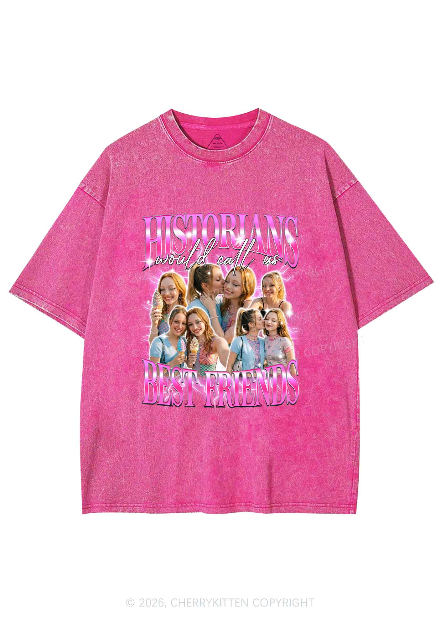 Custom Best Friends Photos Pride Y2K Shirts Washed Tee Cherrykitten