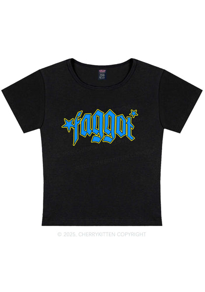Faggot Stars Pride Y2K Baby Tee Cherrykitten
