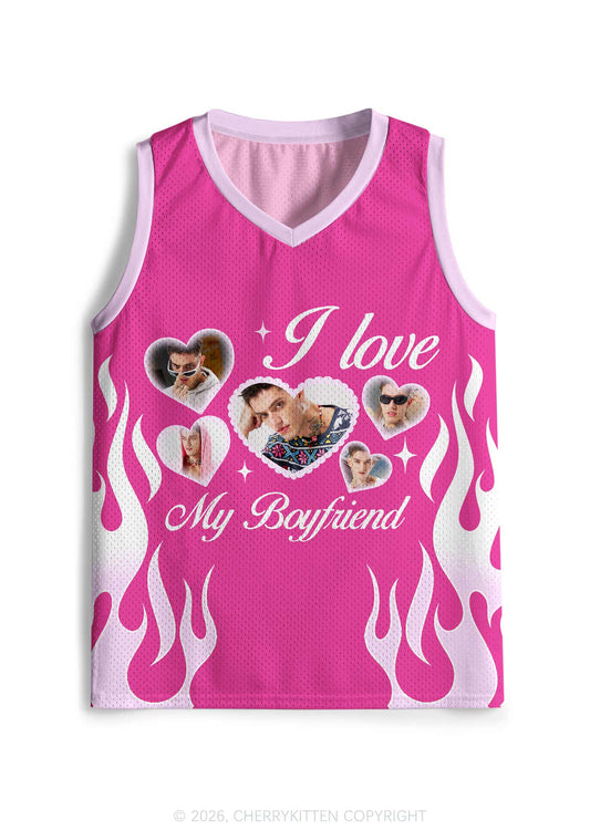 Hot Pink Custom GF BF Photo Y2K Sport Jersey Tank Cherrykitten