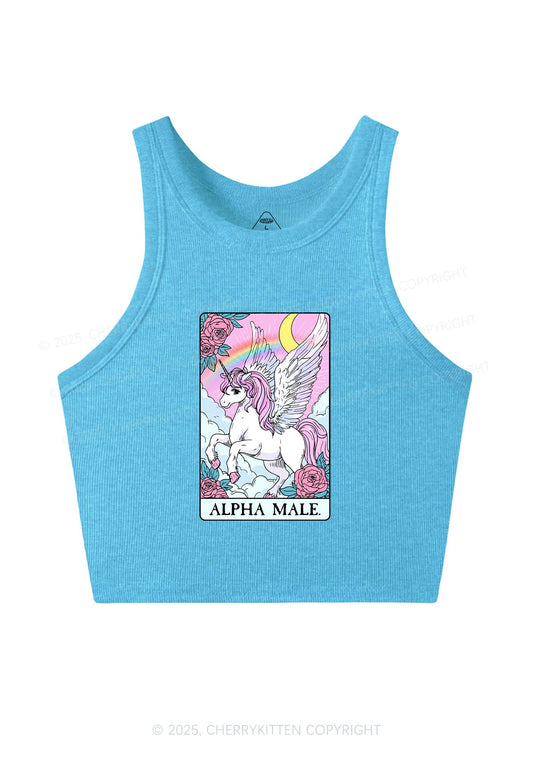 Rose Unicorn Alpha Male Y2K Crop Tank Top Cherrykitten