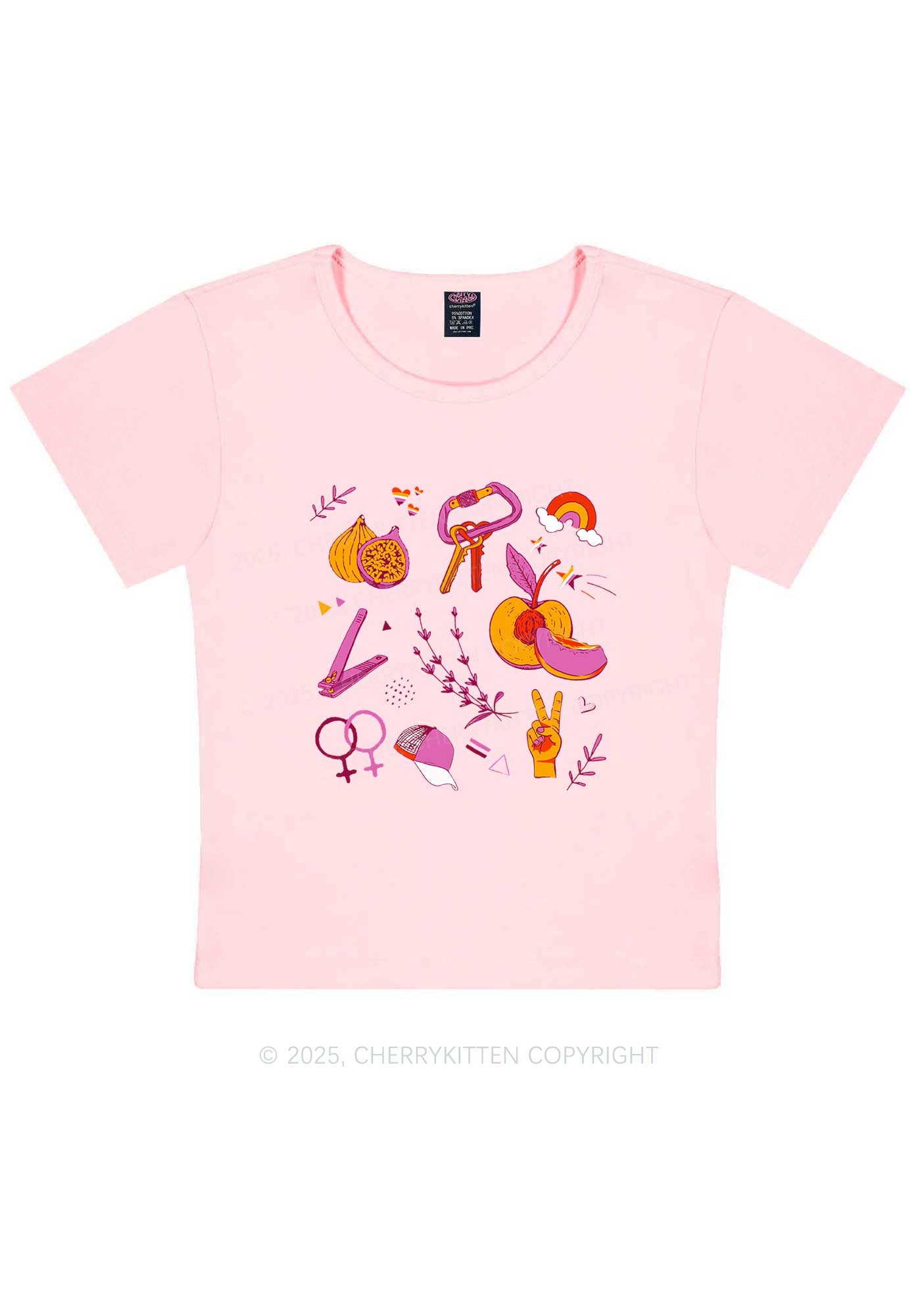 Lesbian Symbols Y2K Baby Tee Cherrykitten