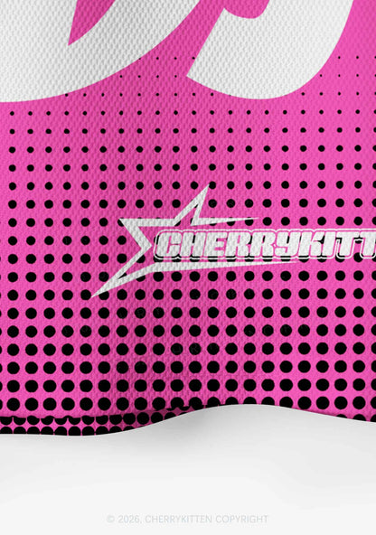 Hot Pink Dibs On The DJ Y2K Crop Sport Jersey Shirts Cherrykitten