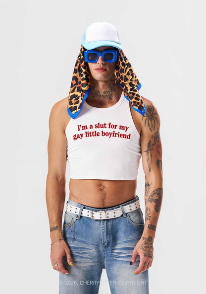 Glitter Slxt For My Gay BF Pride Y2K Crop Tank Top Cherrykitten