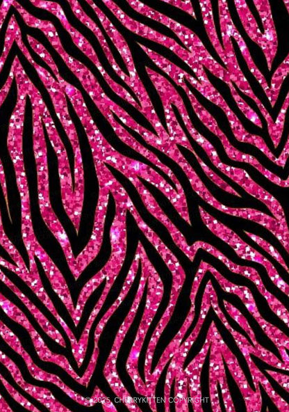Sparkly Pink Zebra Y2K Print Mini Layered Skirt Cherrykitten
