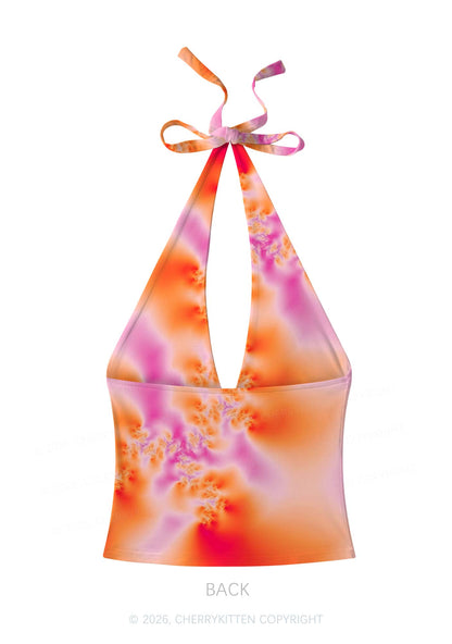 Lesbian Thermal Pride Y2K Print Halter Deep V Neck Cami Cherrykitten
