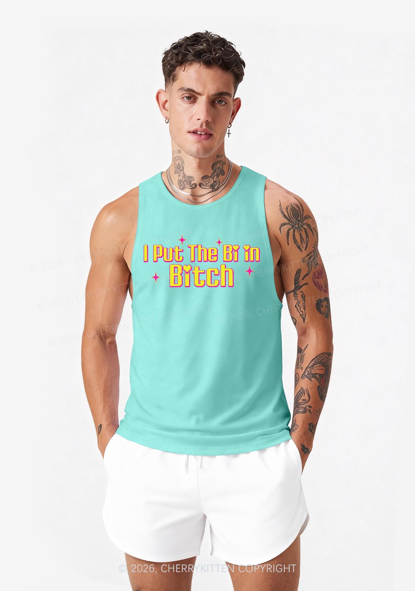 Put The Bi In Bxxch Pride Y2K Men Racerback Tank Top Cherrykitten
