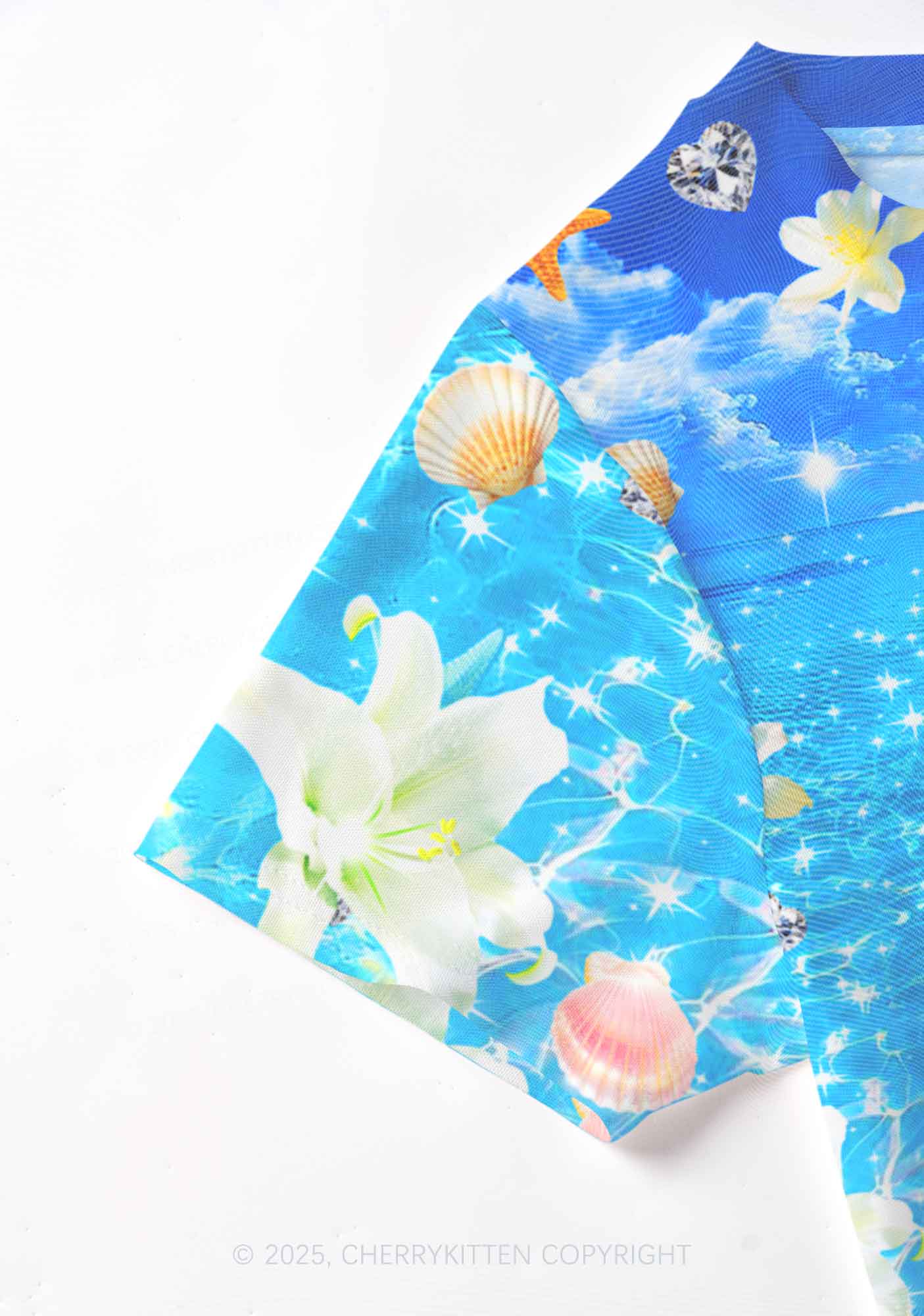 Sea Treasures Y2K Mesh Crop Top Cherrykitten