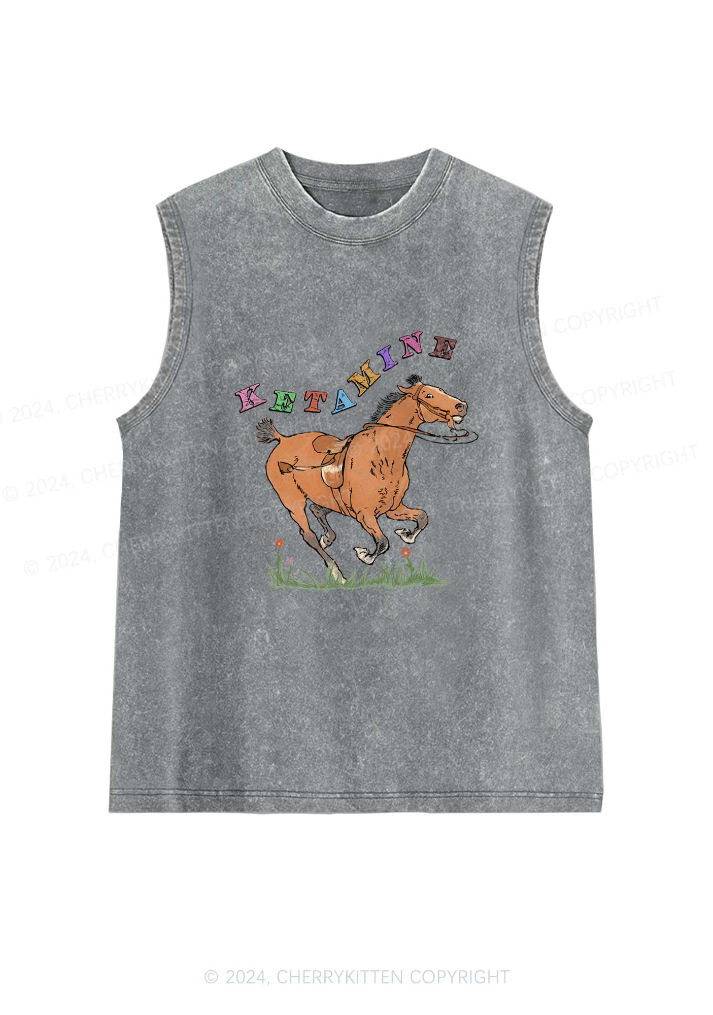 Orange Pony Y2K Washed Tank Cherrykitten