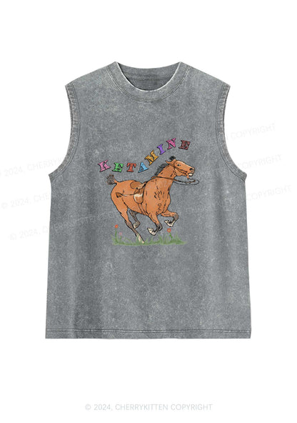 Orange Pony Y2K Washed Tank Cherrykitten