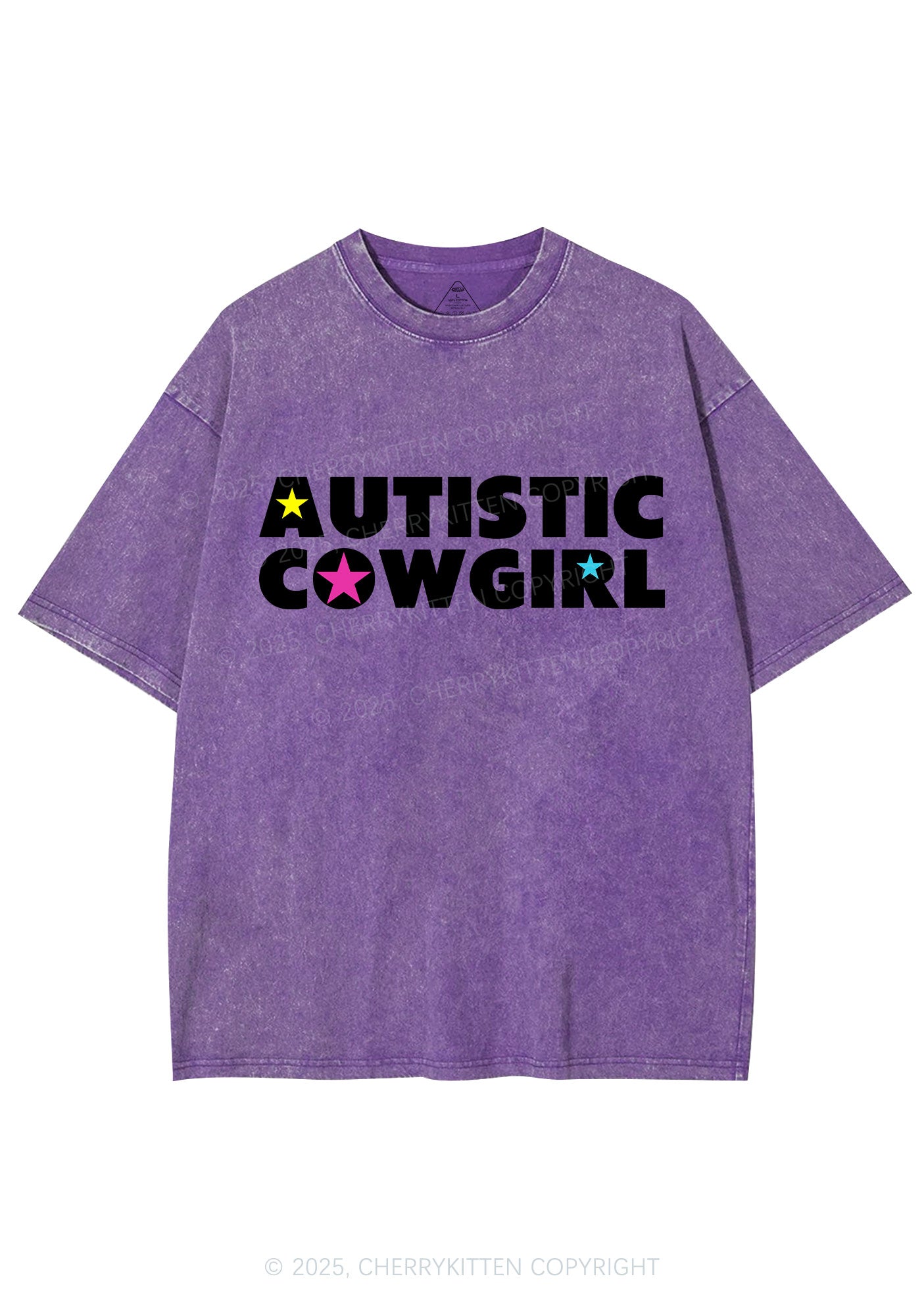Autistic Cowgirl Y2K Shirts Washed Tee Cherrykitten