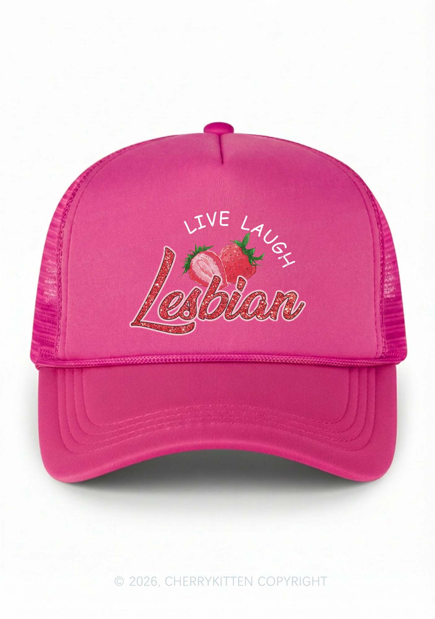 Live Laugh Lesbian Pride Y2K Trucker Hat Cherrykitten