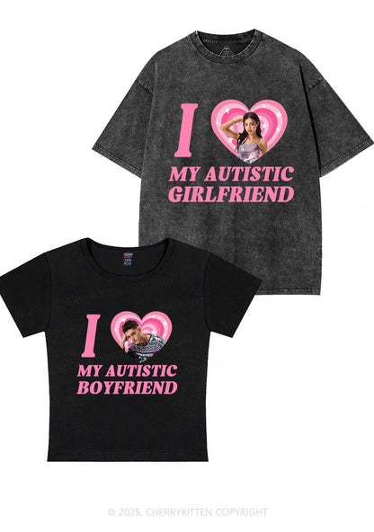 Custom My Autistic BF GF Y2K Valentine's Day Couple Shirt Cherrykitten