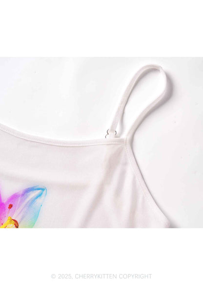 Rainbow Lily Pride Y2K Mesh Cami Tank Cherrykitten