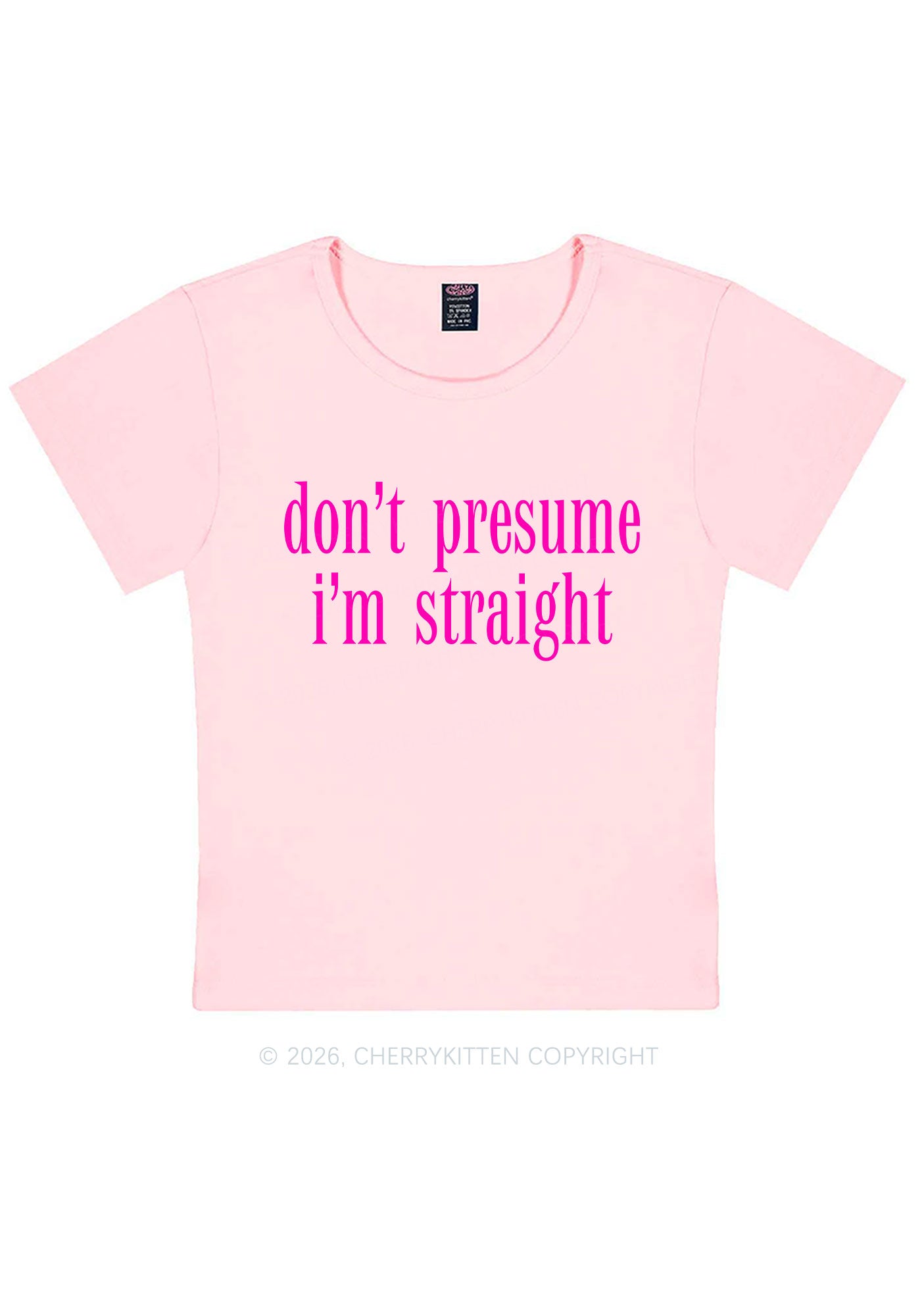 Dont Presume Im Straight Pride Y2K Baby Tee Cherrykitten